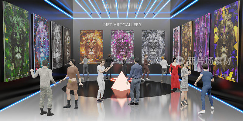 NFT Art Gallery on Metaverse Avatar Legs NFT项目3D插图